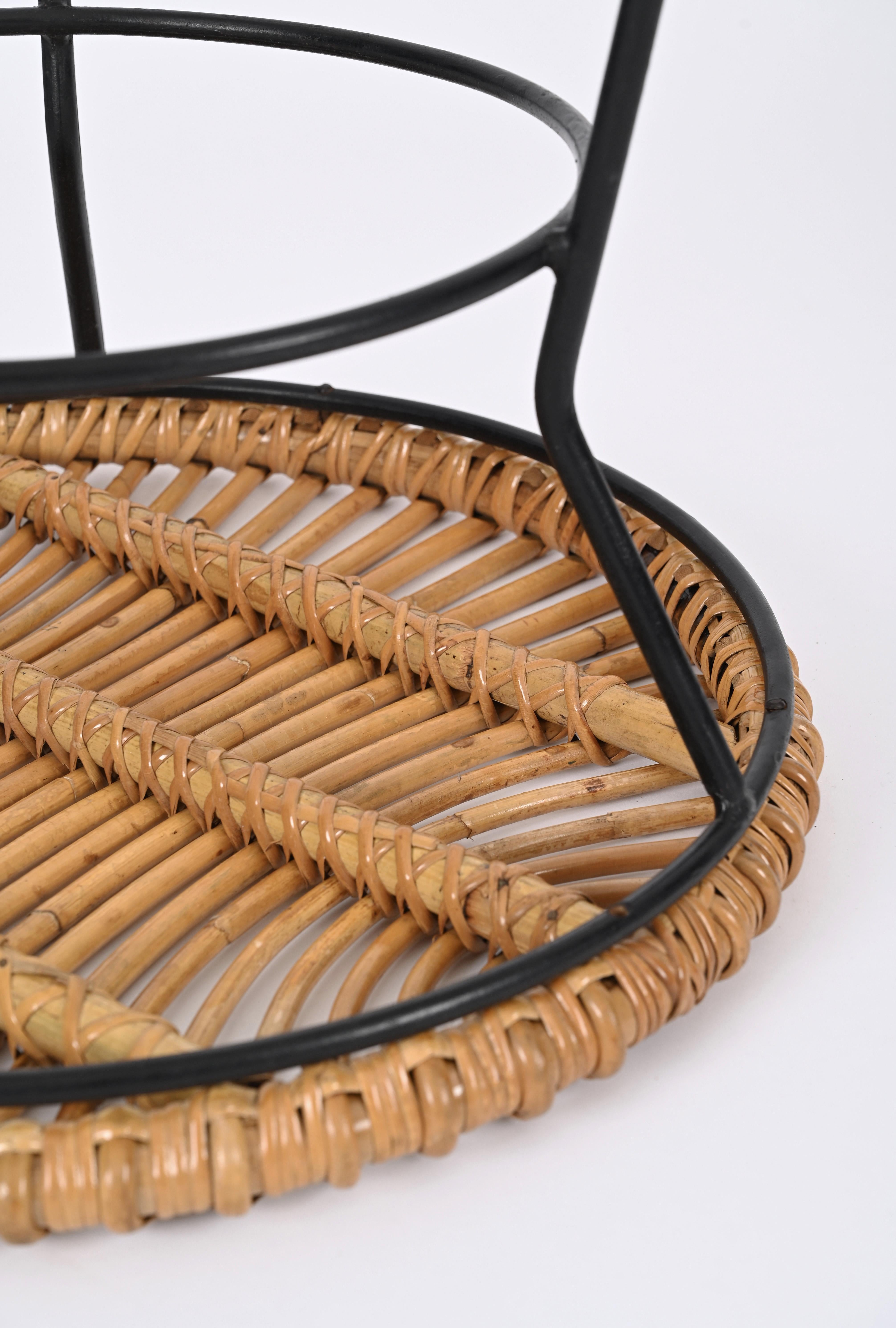 French Riviera Rattan, Wicker and Iron Coffee Table, Roberto Mango, Italy 1960s For Sale 5