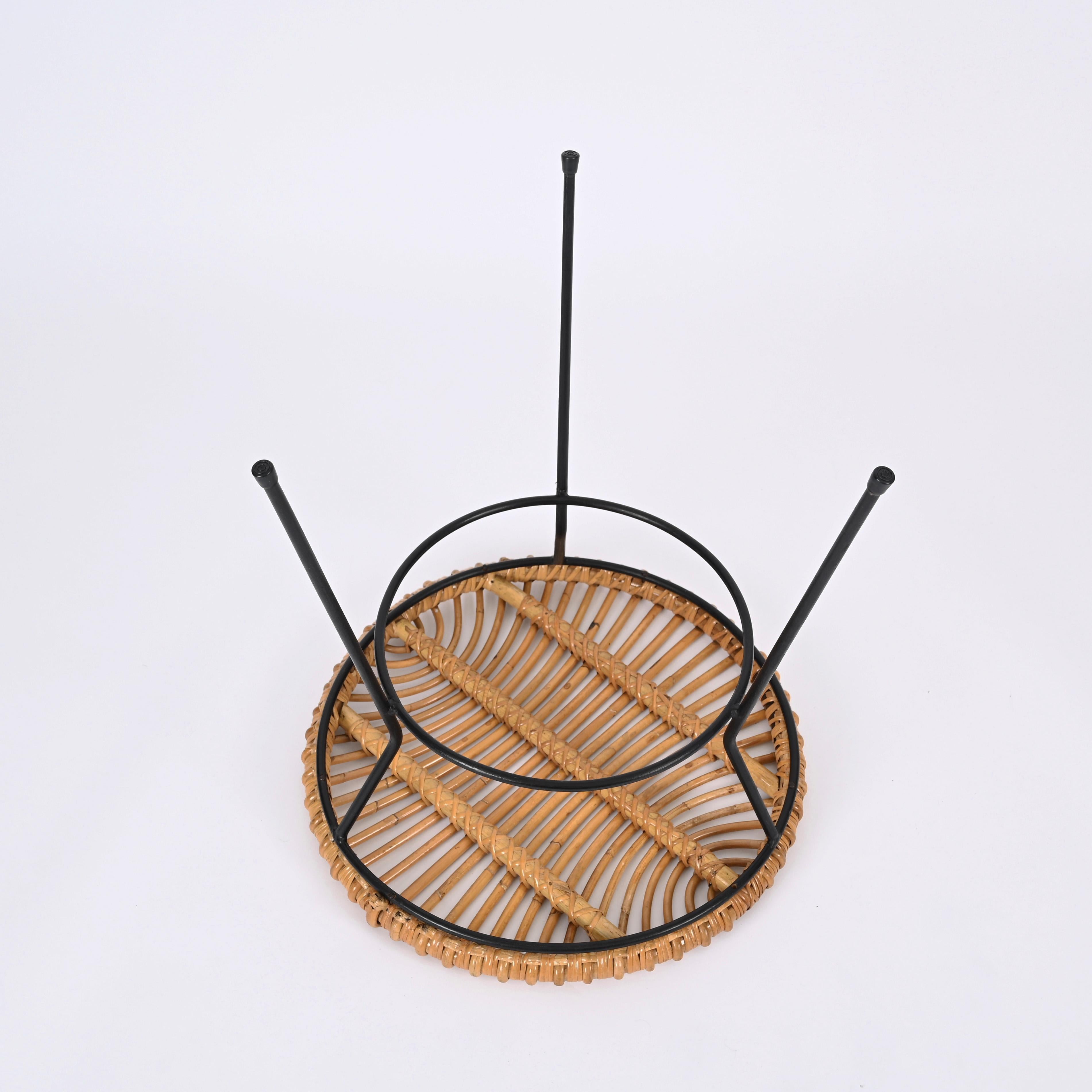 French Riviera Rattan, Wicker and Iron Coffee Table, Roberto Mango, Italy 1960s For Sale 6