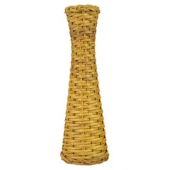 Jarrón de Porcelana Blanco Riviera Francesa Envuelto en Ratán AK Kaiser Estilo Boho Tiki