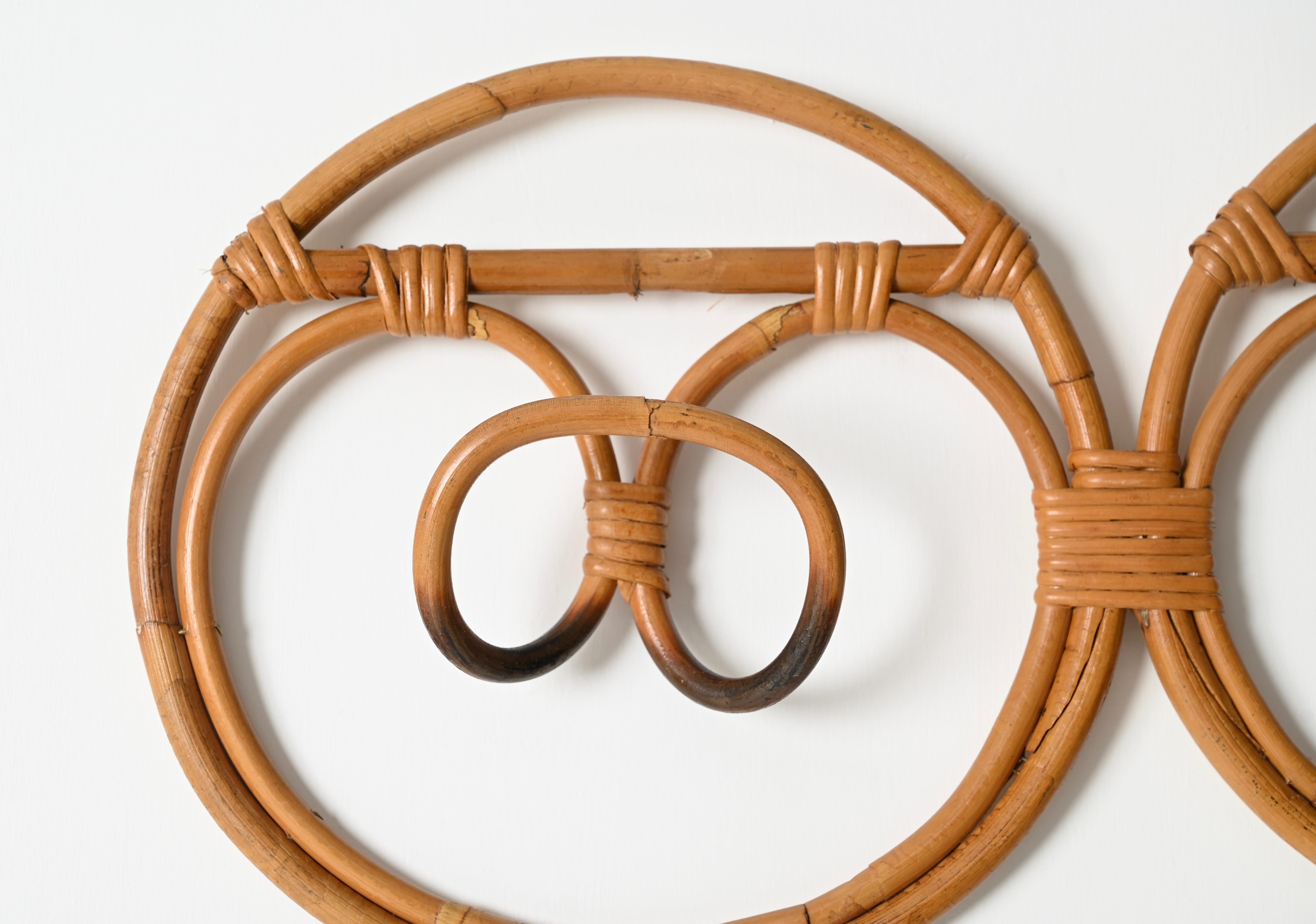 French Riviera Round Coat Rack, Bamboo and Wicker by Albini & Helg, Italy 1960s For Sale 6
