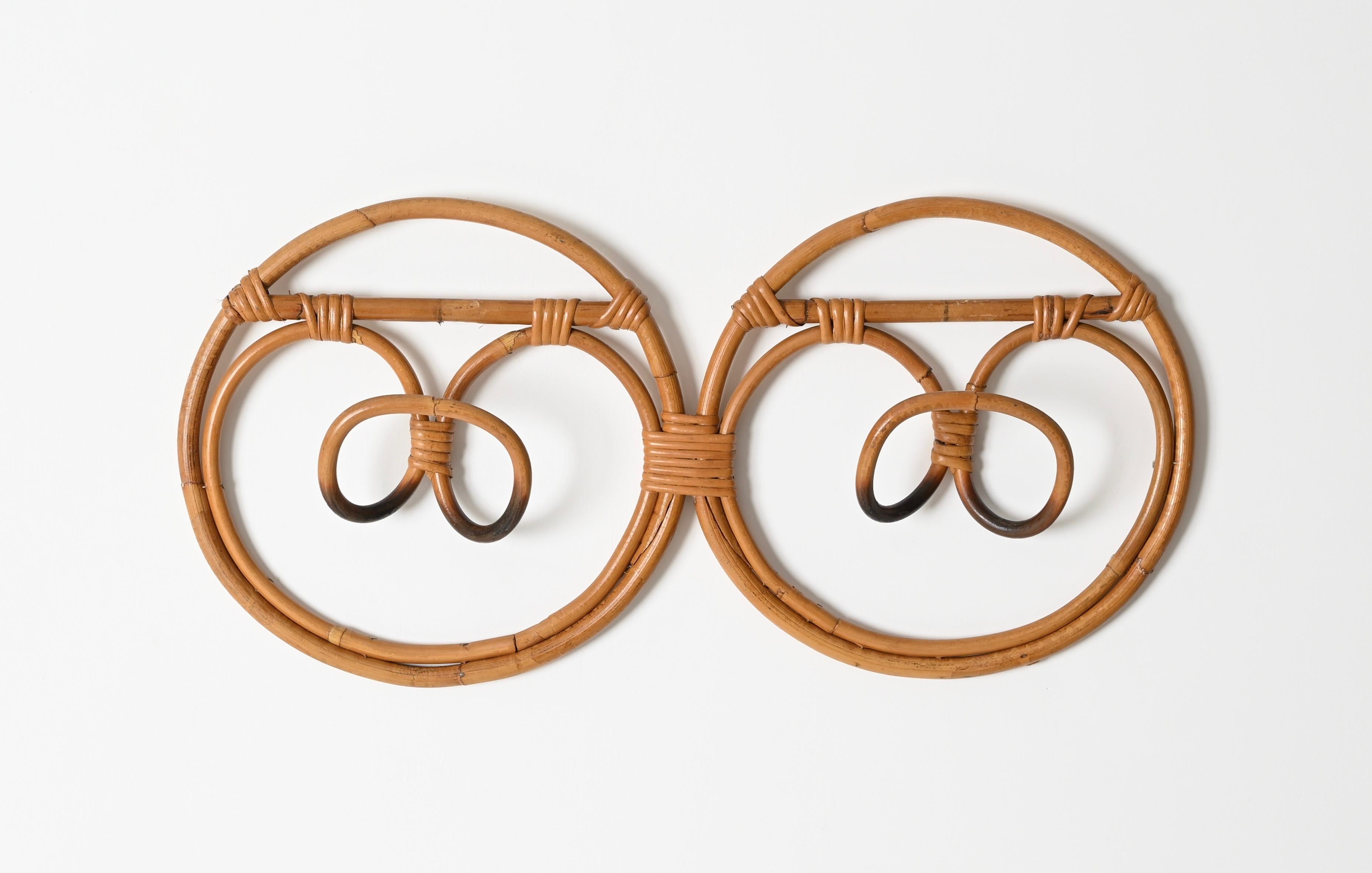 French Riviera Round Coat Rack, Bamboo and Wicker by Albini & Helg, Italy 1960s For Sale 7