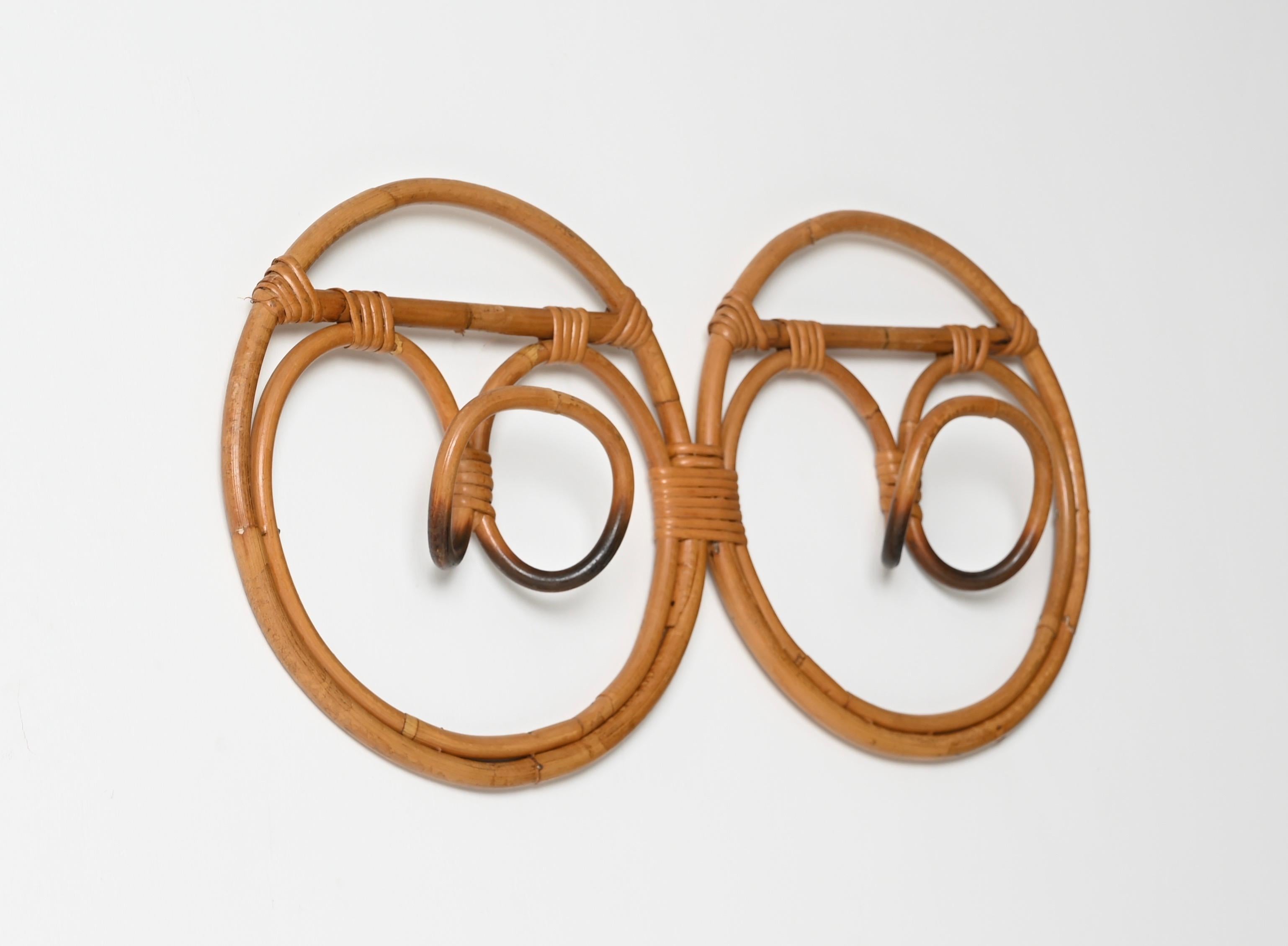 French Riviera Round Coat Rack, Bamboo and Wicker by Albini & Helg, Italy 1960s For Sale 10