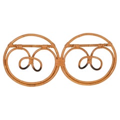 French Riviera Round Coat Rack, Bamboo and Wicker by Albini & Helg, Italy 1960s