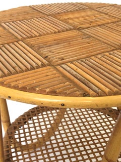 French Riviera Side Table in Bamboo and Cane, circa 1950