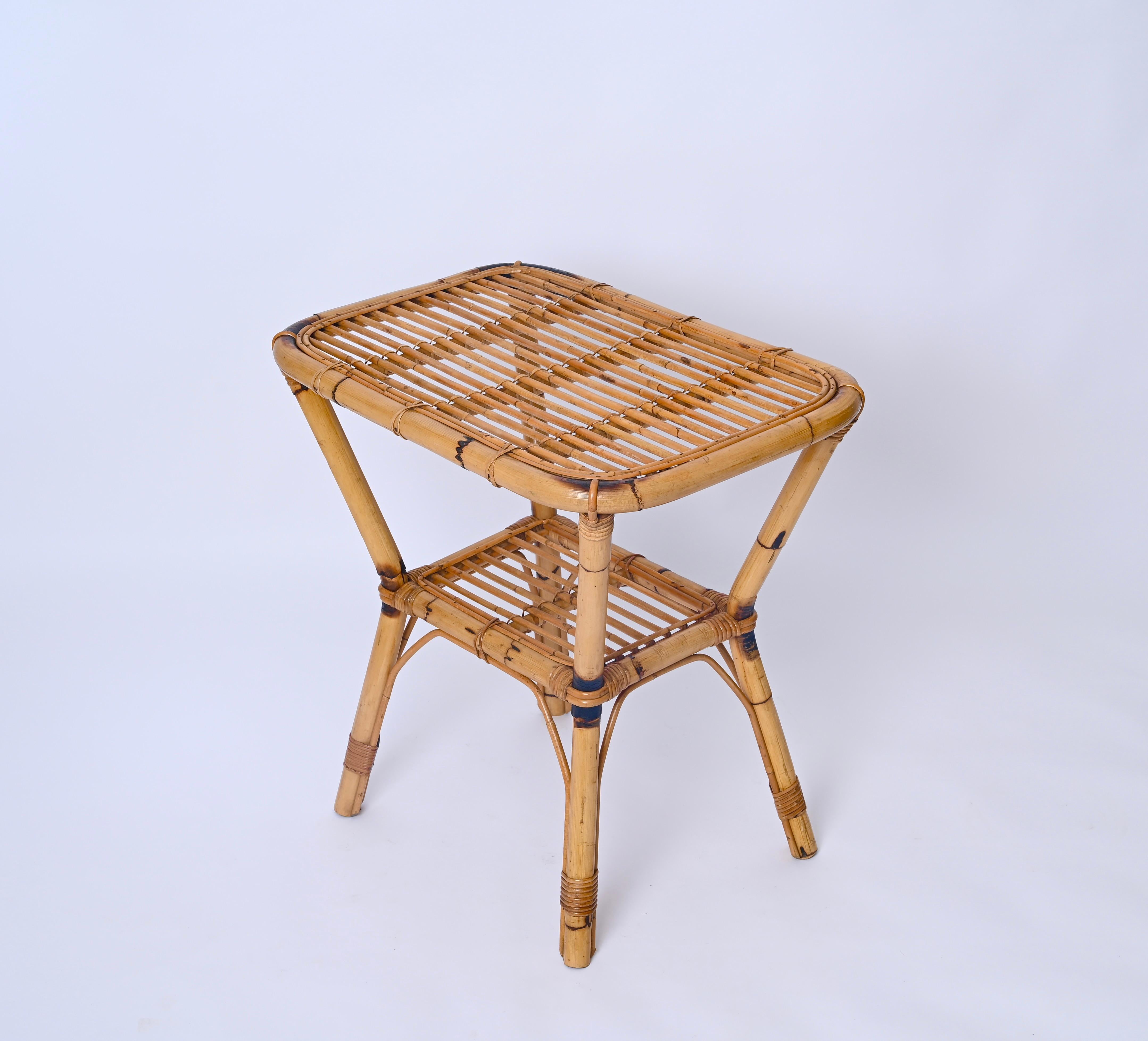 French Riviera Side or Coffee Table in Rattan, Bamboo and Wicker, Italy 1960s For Sale 10