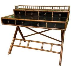 French Riviera Style Bamboo and Rattan Office Desk