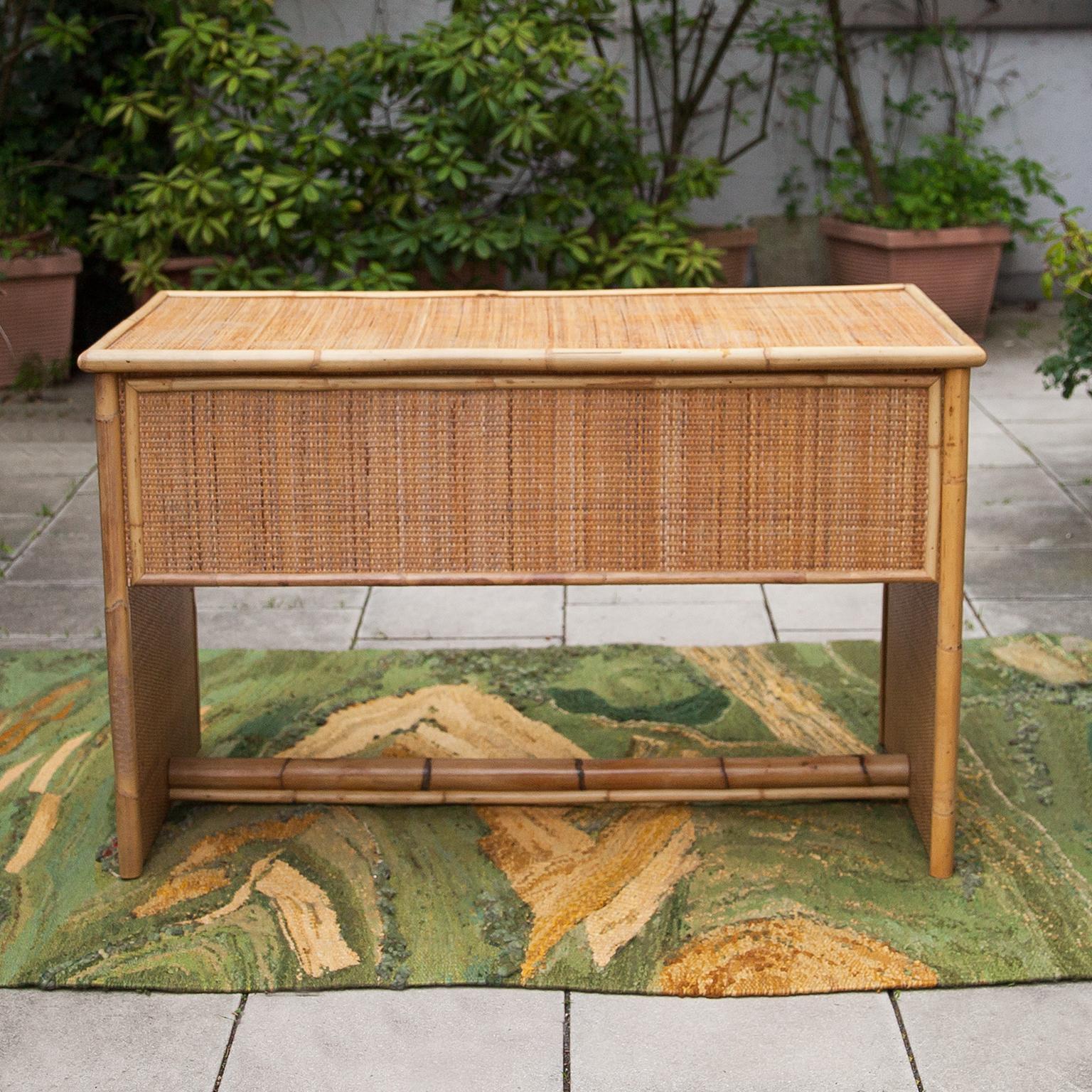 French Riviera Style Bamboo Desk Italy 1960s For Sale 3