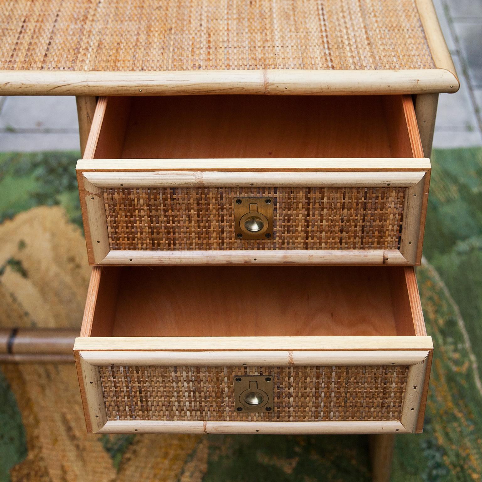 French Riviera Style Bamboo Desk Italy 1960s In Good Condition For Sale In Munich, DE
