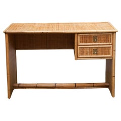 Vintage French Riviera Style Bamboo Desk Italy 1960s