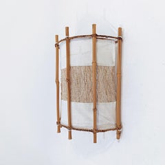 French Riviera style handmade cane wall light by Louis Sognot, Italy, 1960s