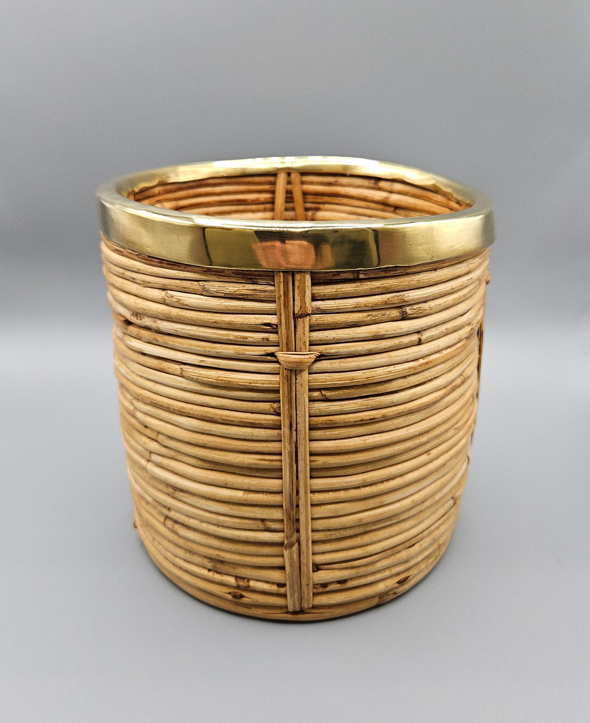 Cesta jardinera de ratán estilo Riviera francesa, estilo Vivai del Sud, Italia, c. 1970 en venta 3