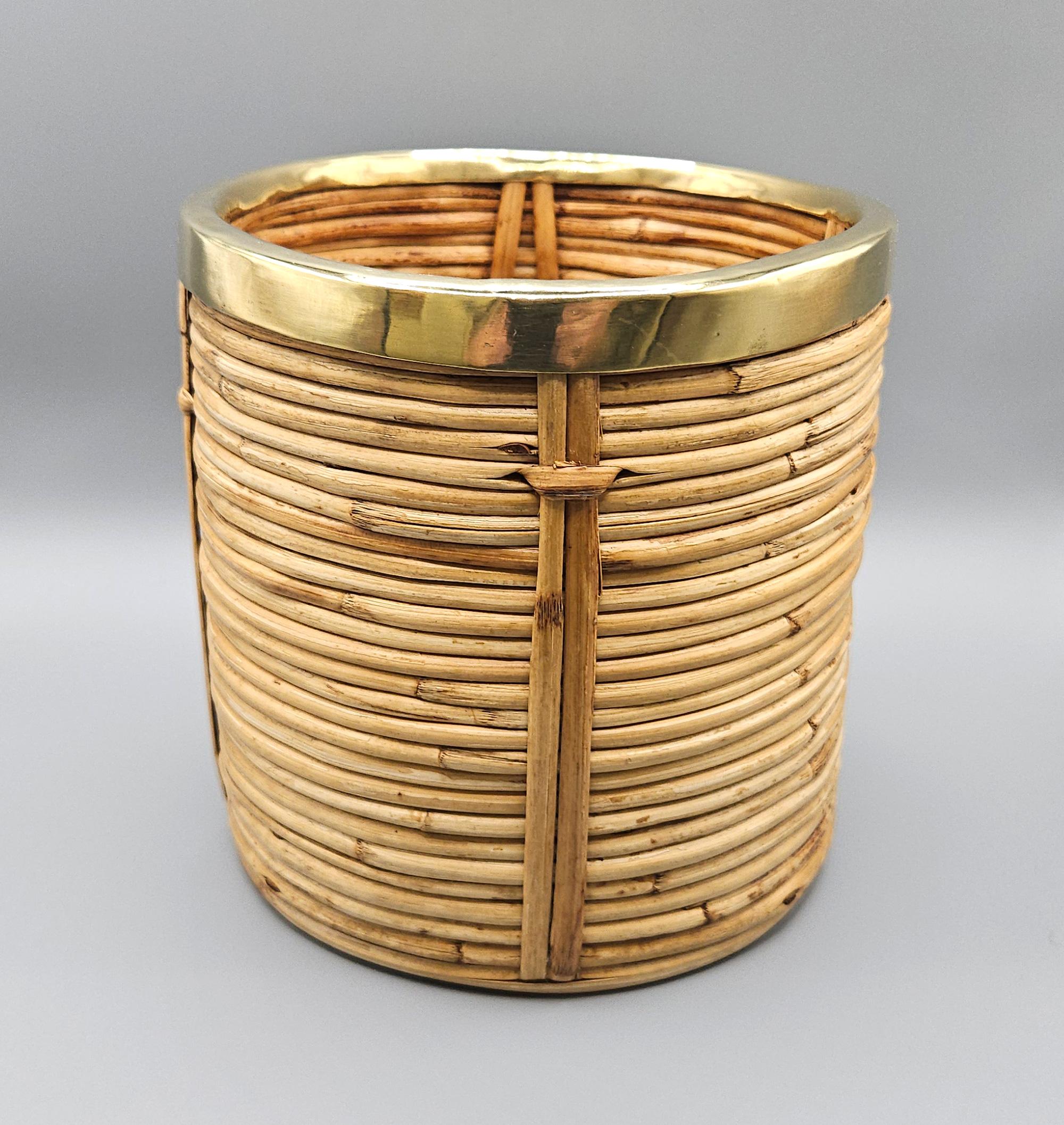 Cesta jardinera de ratán estilo Riviera francesa, estilo Vivai del Sud, Italia, c. 1970 en venta 4