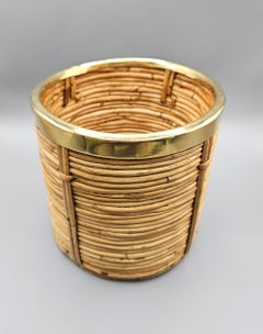French Riviera Style Rattan Planter Basket, Vivai del Sud style, Italy, c. 1970