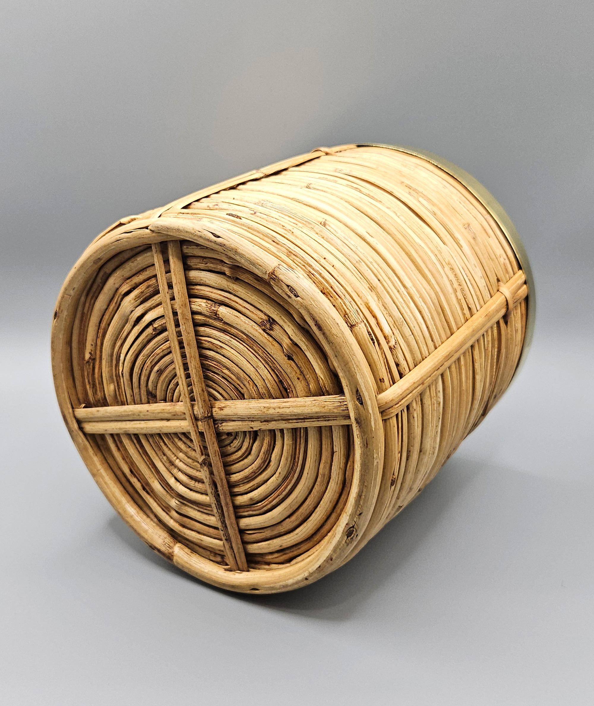 Cesta jardinera de ratán estilo Riviera francesa, estilo Vivai del Sud, Italia, c. 1970 siglo XX en venta