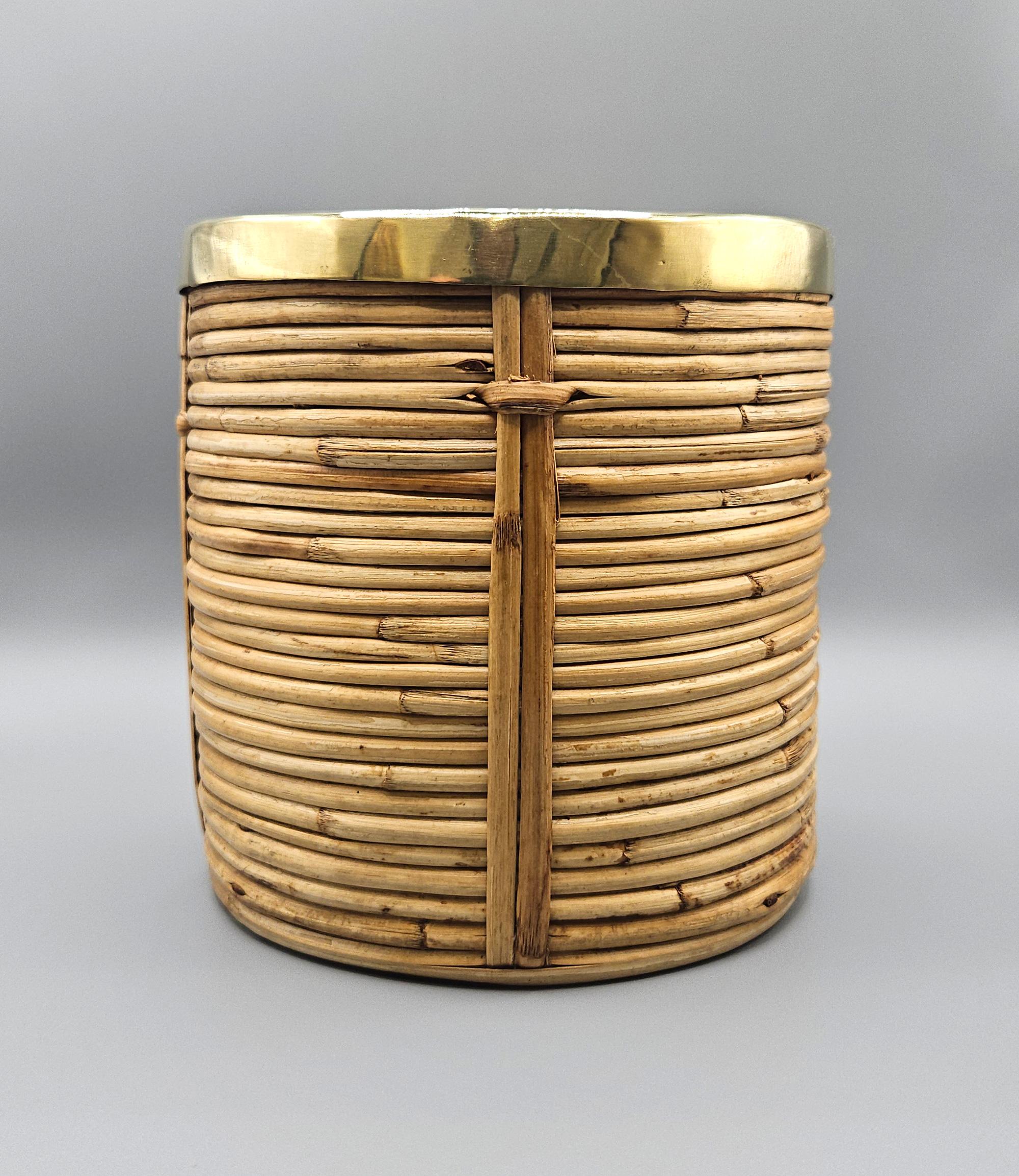 Cesta jardinera de ratán estilo Riviera francesa, estilo Vivai del Sud, Italia, c. 1970 en venta 1
