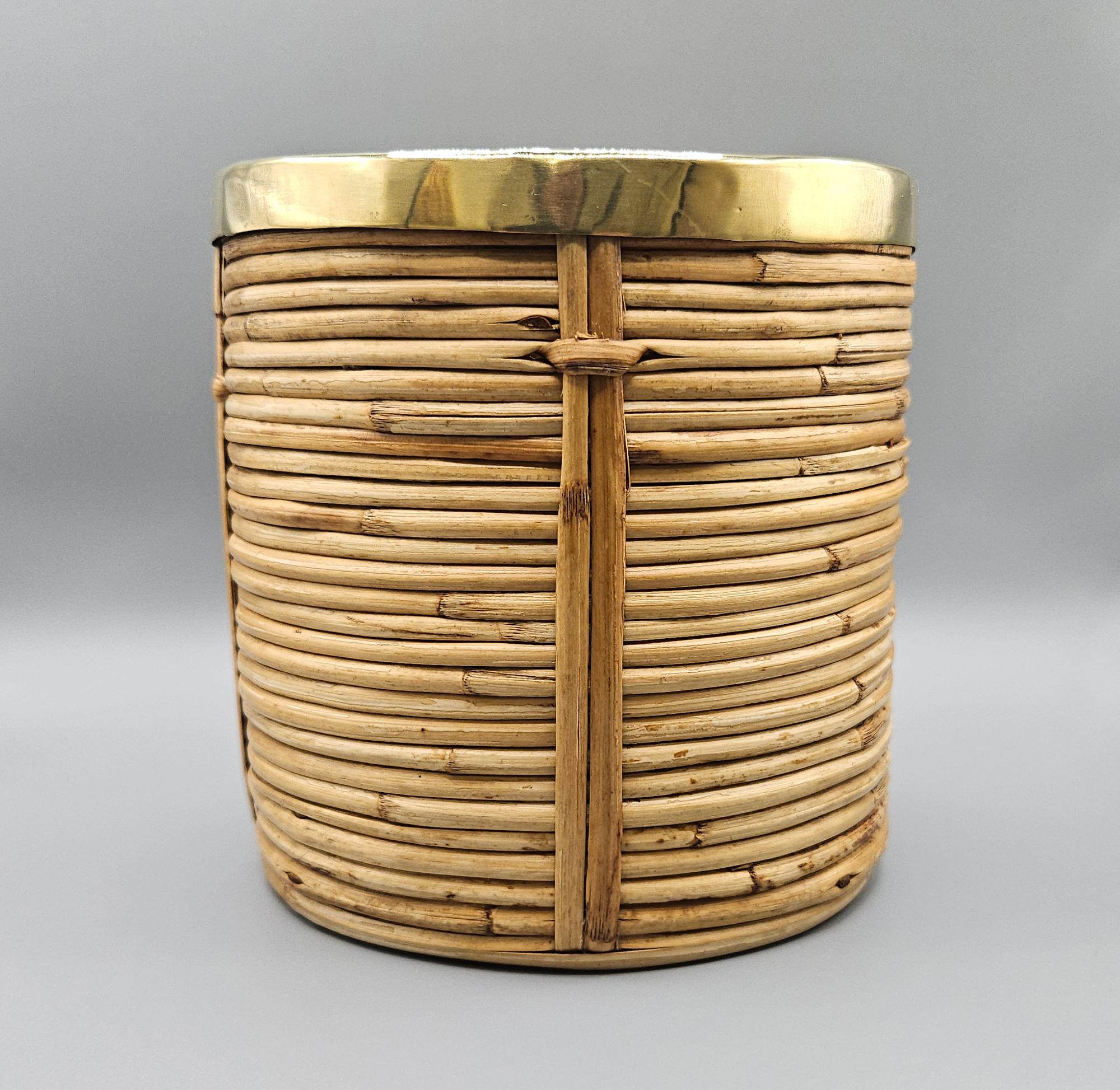 Cesta jardinera de ratán estilo Riviera francesa, estilo Vivai del Sud, Italia, c. 1970 en venta 2