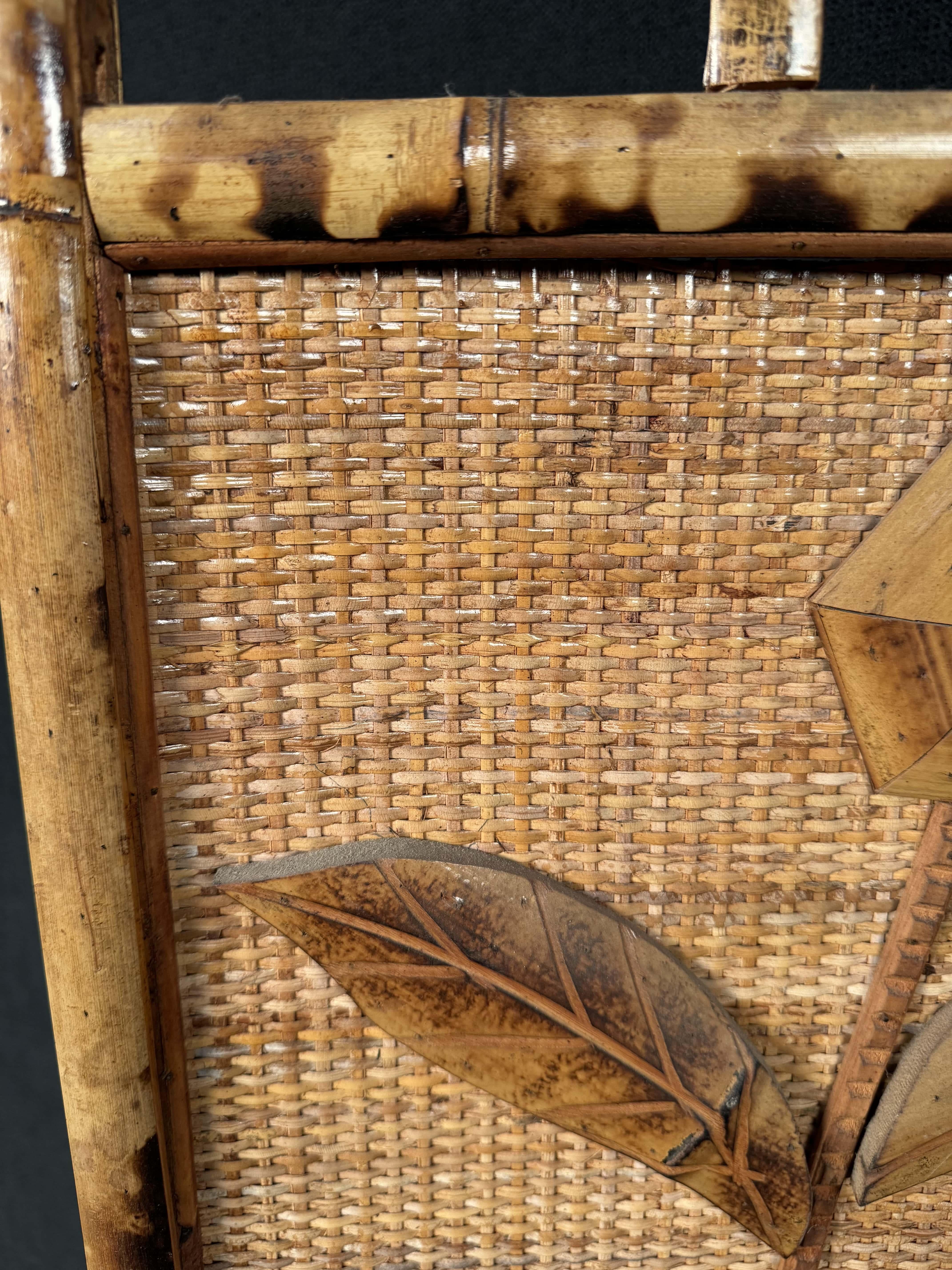 French Riviera Three Paneled Rattan & Bamboo Divider For Sale 11