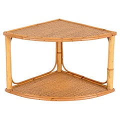 Französische Riviera Zweistöckiges Wandregal aus geschwungenem Bambus und Weide, Italien 1970er