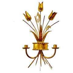 Vintage French Riviera Wall Lighting Metal with Gold Finish, French, 1950