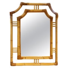 French Riviere  Natural Color Wall Mirror Mid-Century Modern