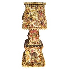 French Riviere Table Lamp  Handmade With Shells, France Early 20th Century