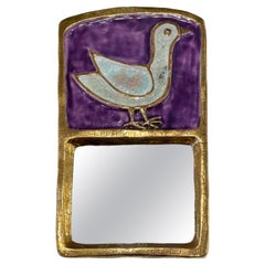 French Rivieria Artist, Mithé Espelt, Ceramic Mirror, France, 1970s