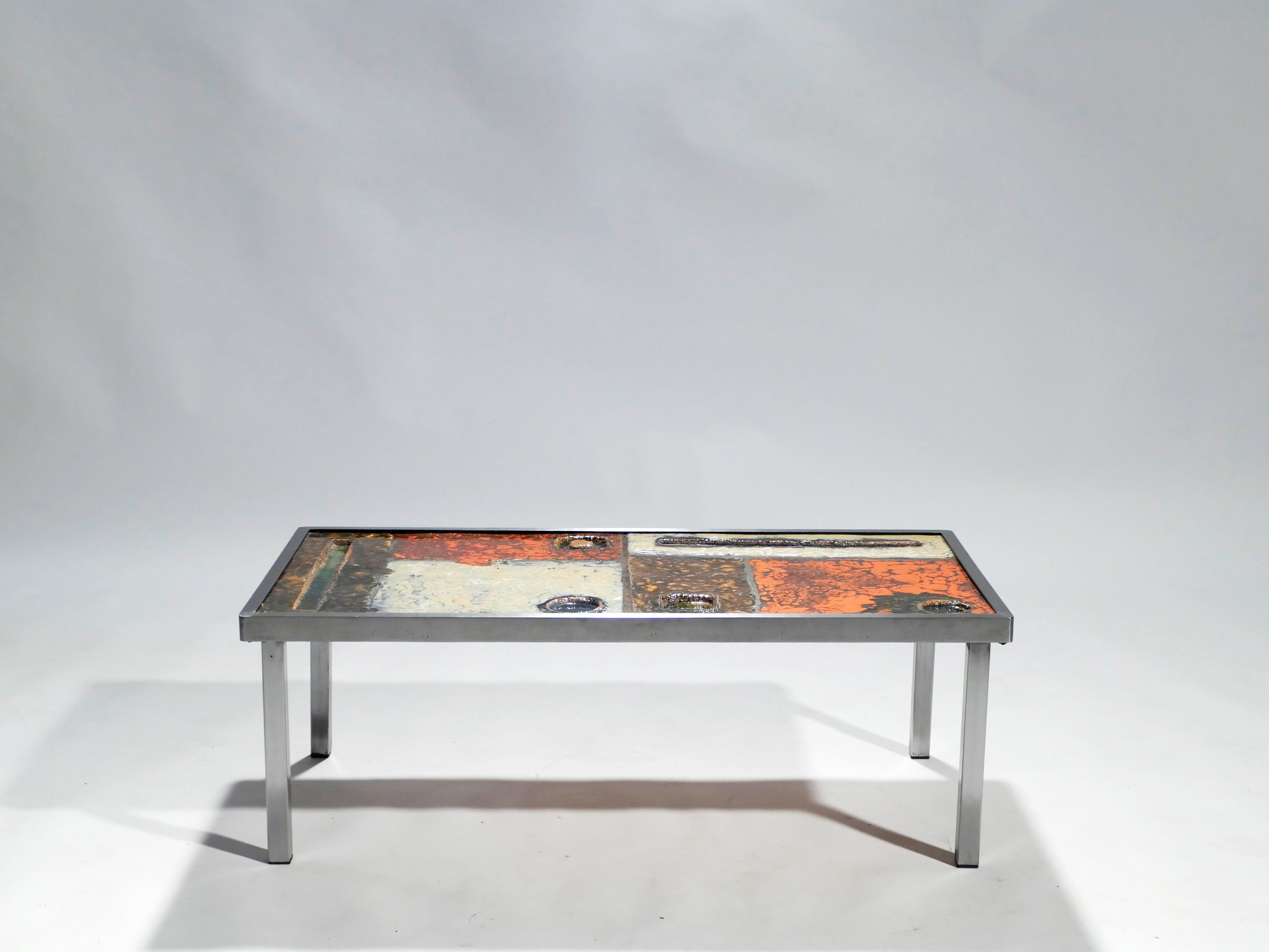French Robert and Jean Cloutier Ceramic Coffee Table, 1950s 3