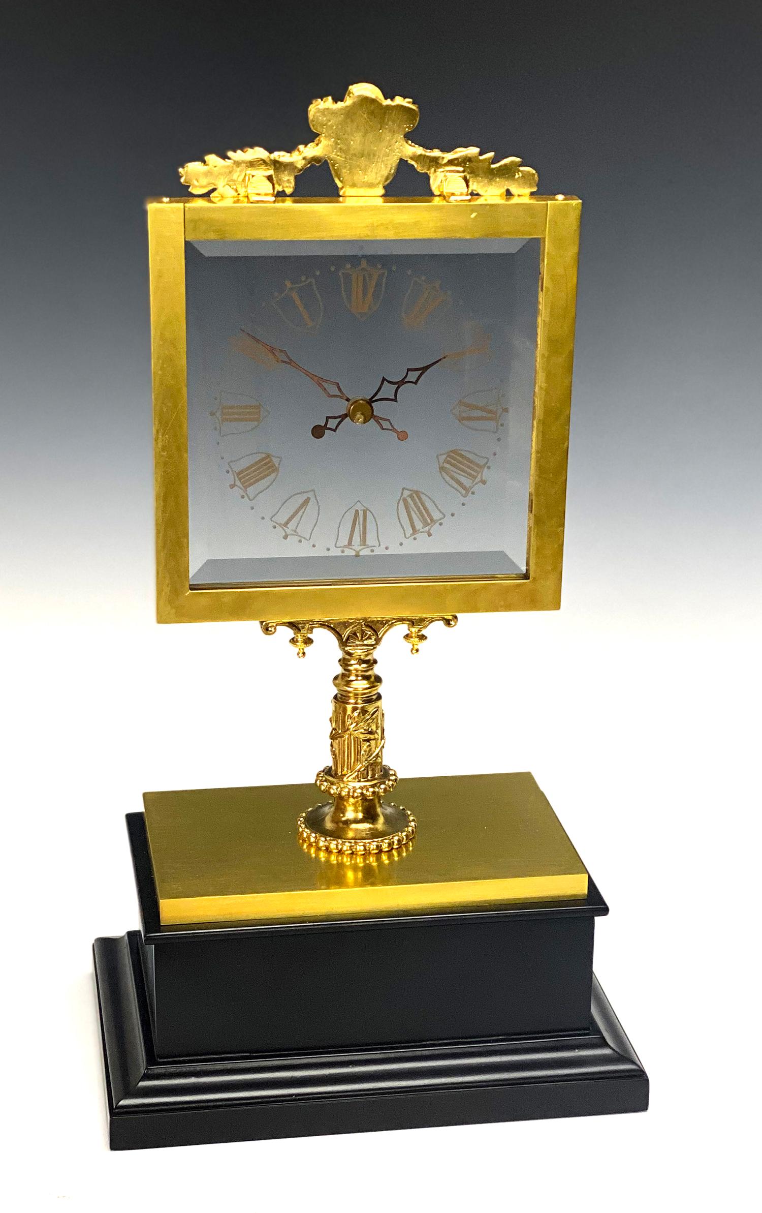 French Robert Houdin Glass Dial Double Hands Gilt Mystery Magic Mantle ...