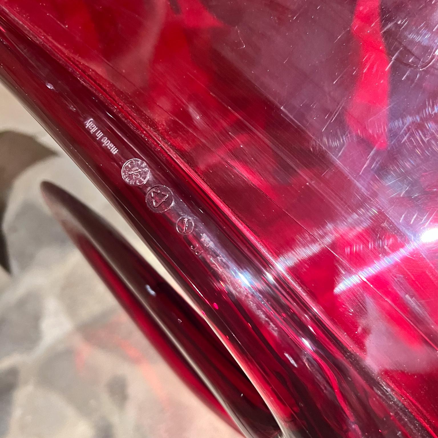French Roche Bobois Ava Red Bridge Lucite Chairs (2) by Song Wen Zhong 3