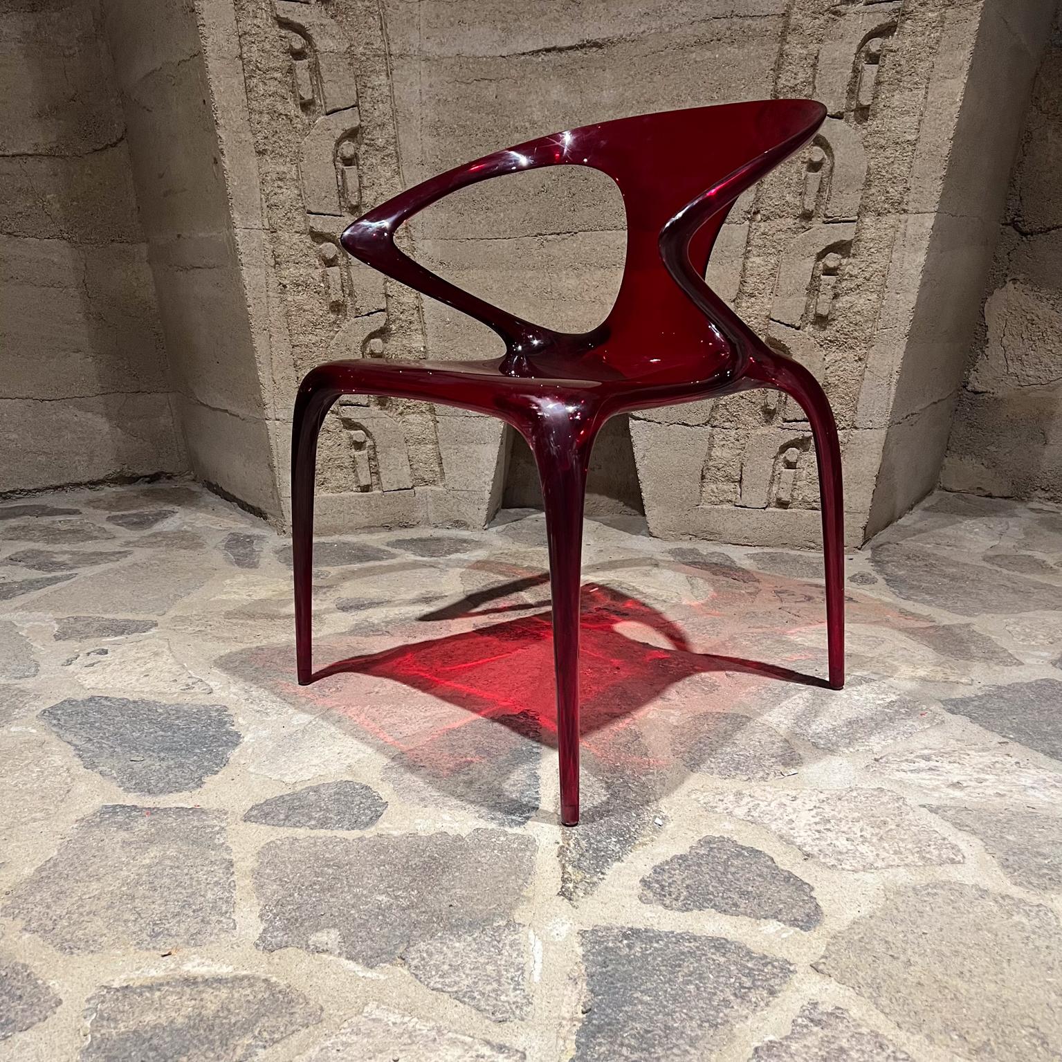 French Roche Bobois Ava Red Bridge Lucite Chairs (2) by Song Wen Zhong 5