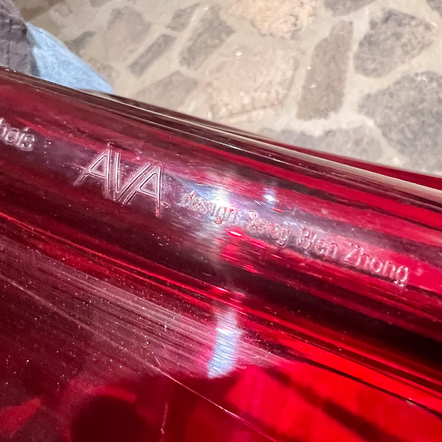 Modern French Roche Bobois Ava Red Bridge Lucite Chairs (2) by Song Wen Zhong