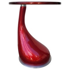 French Roche Bobois Contemporary Lacquered Glass Top Side Tables