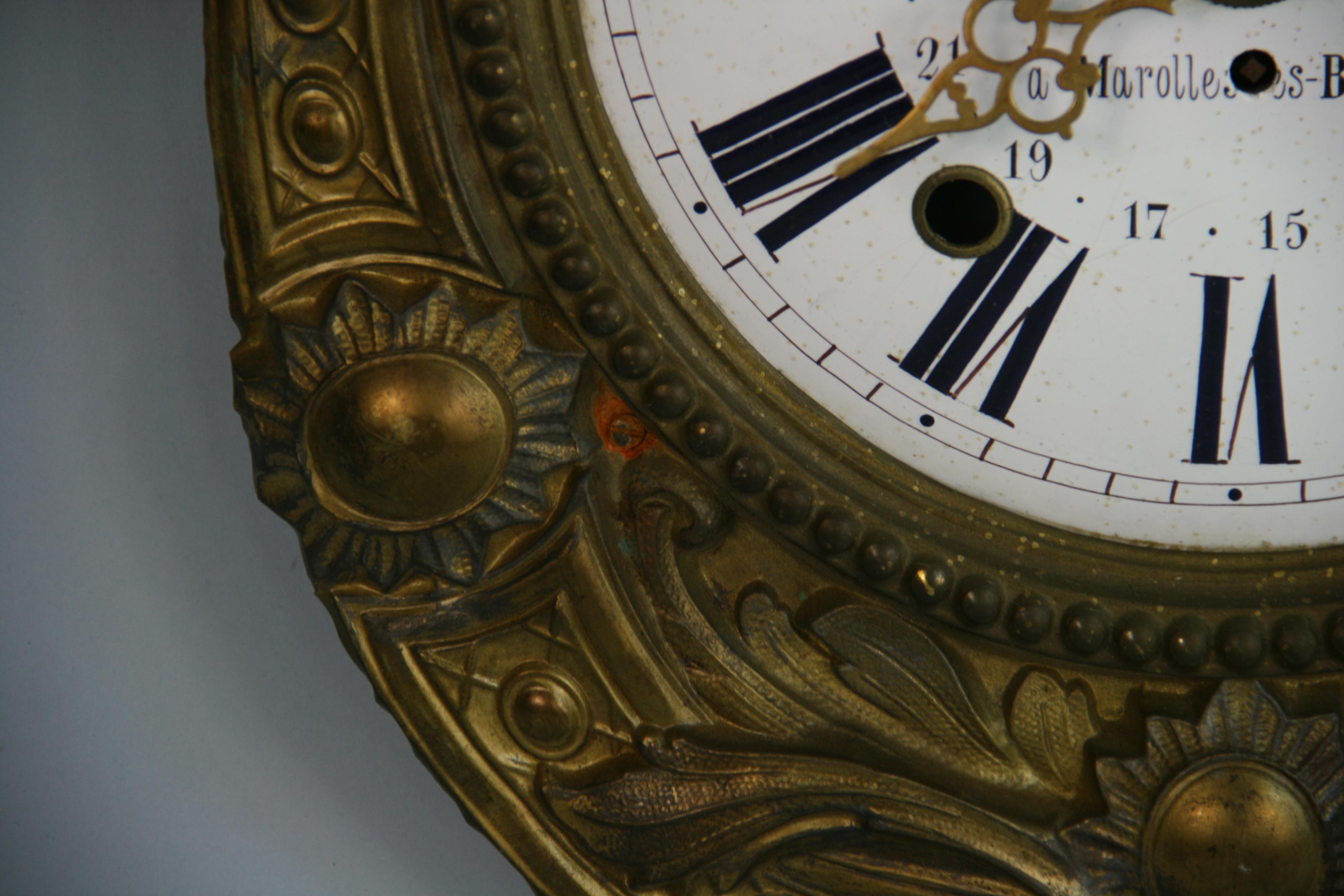 Mid-20th Century French Rocheron Enameled and Brass Clock Face For Sale