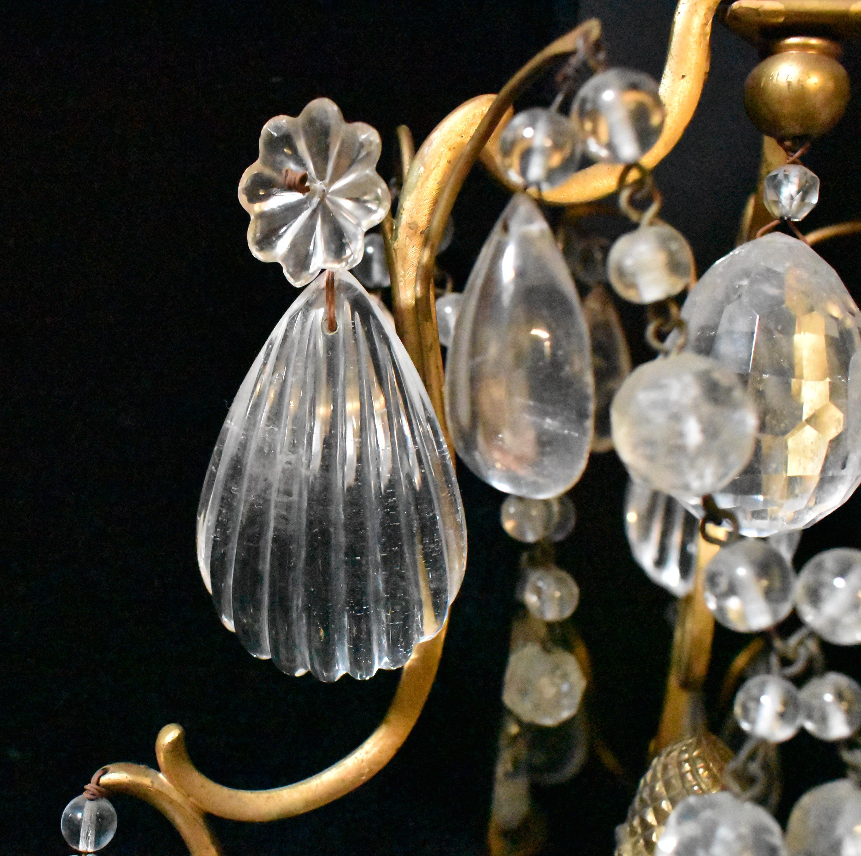 Girandoles en cristal de roche et bronze doré, 19e siècle en vente 5