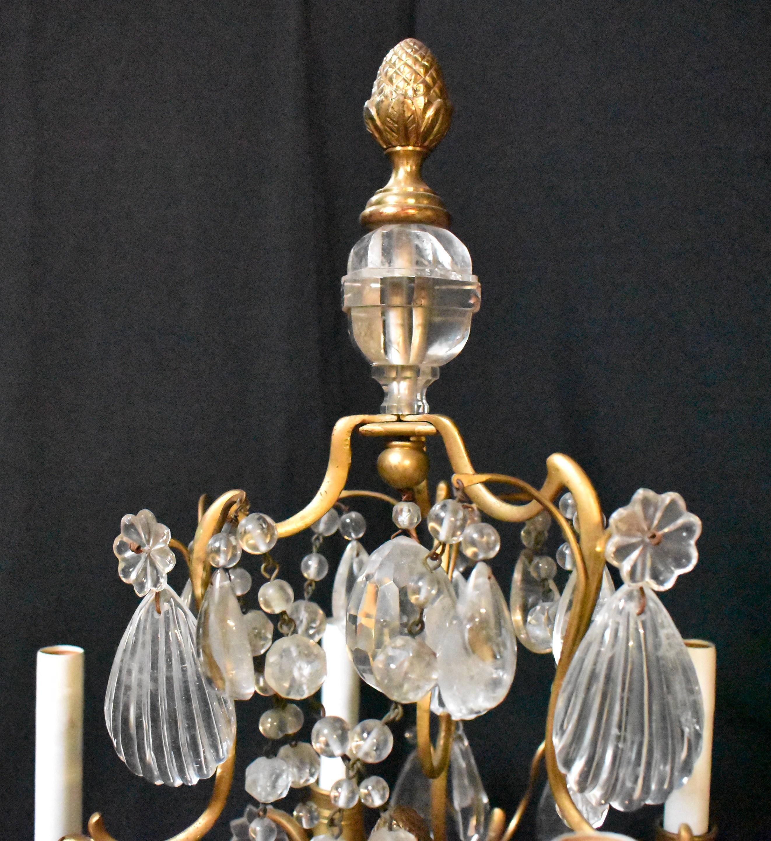 Girandoles en cristal de roche et bronze doré, 19e siècle Bon état - En vente à Cypress, CA