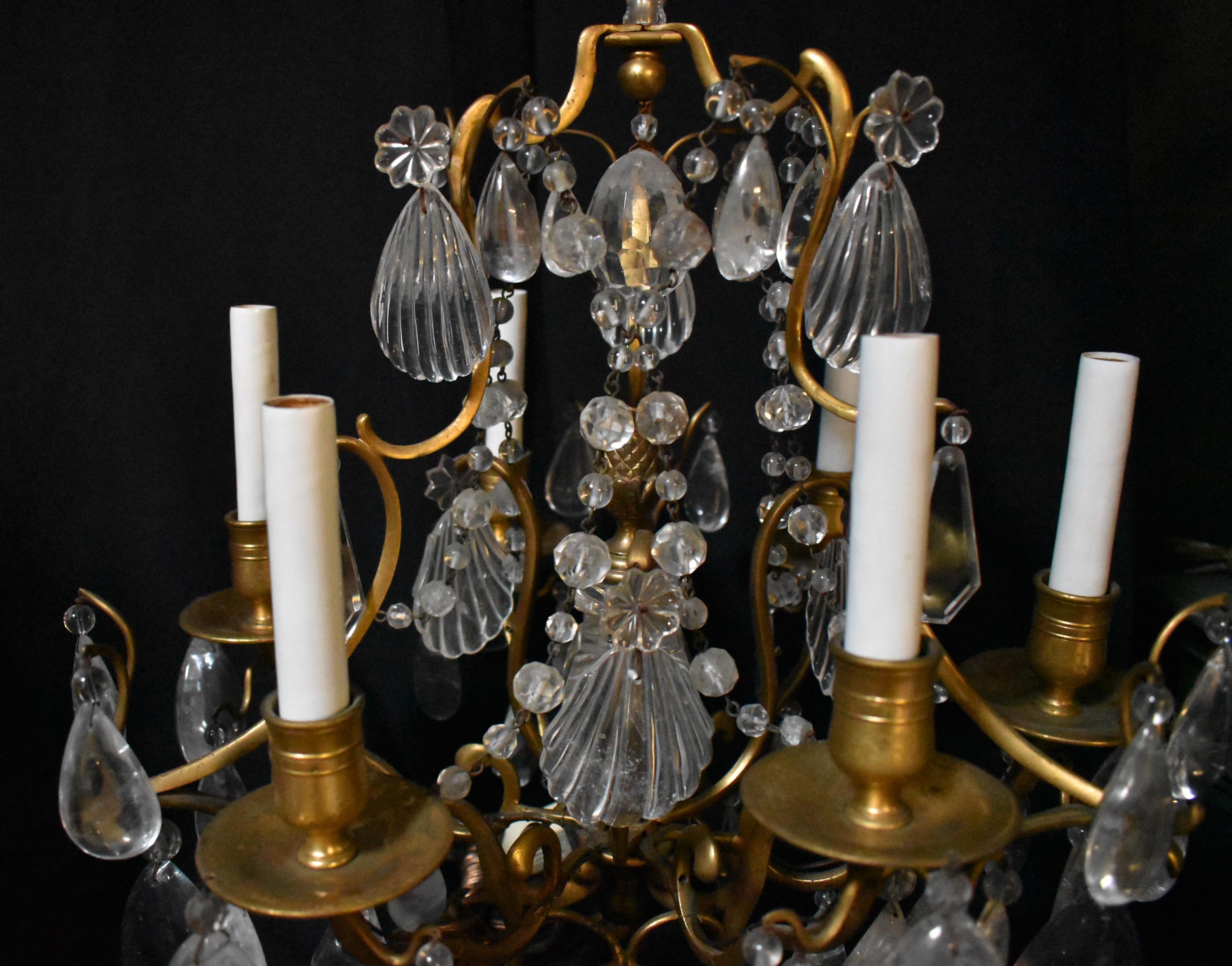 French Rock Crystal and Gilt Bronze Girandoles, 19 Century For Sale 1