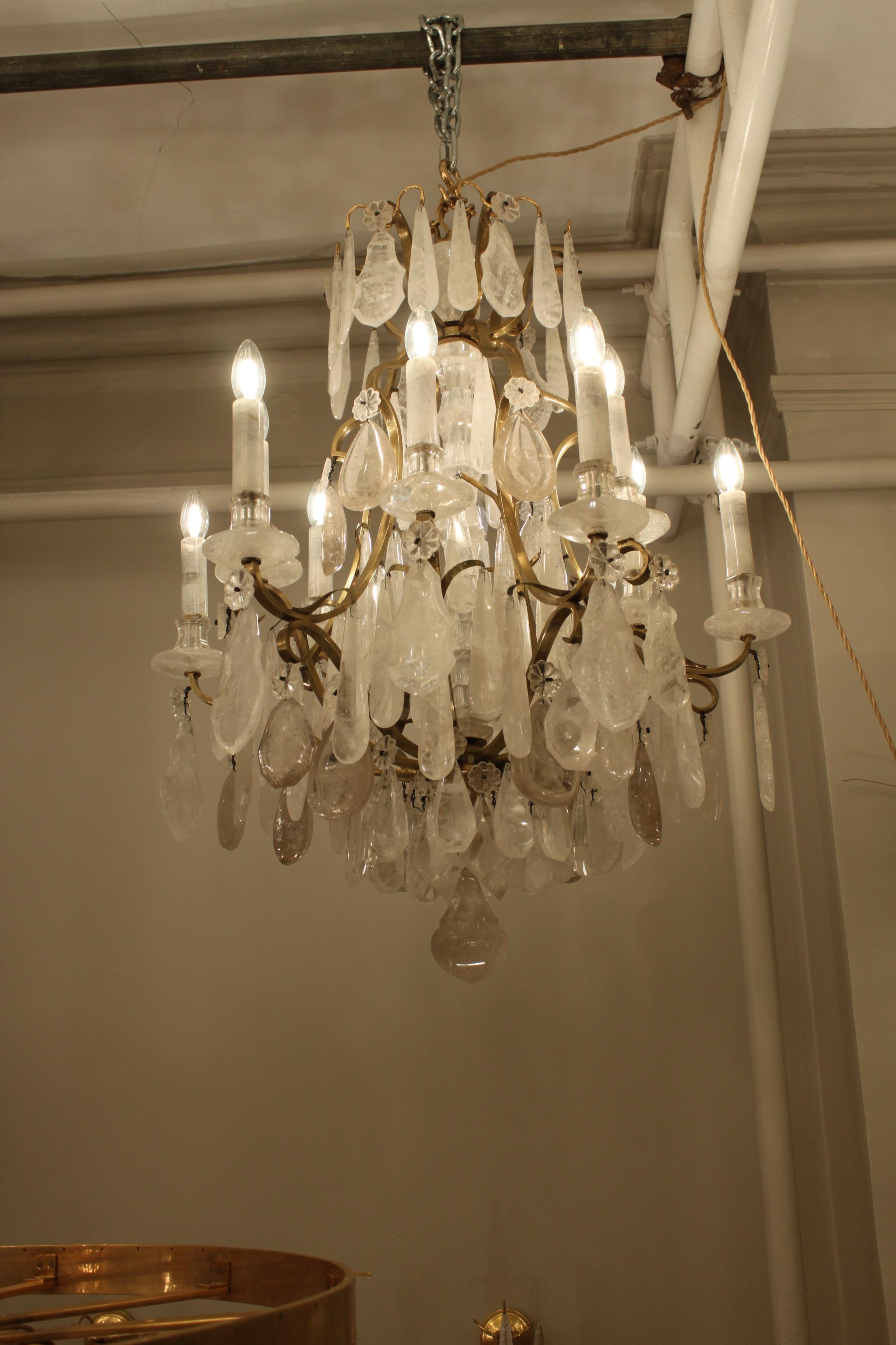 French Rock Crystal Chandelier, c1880 In Good Condition In London, GB