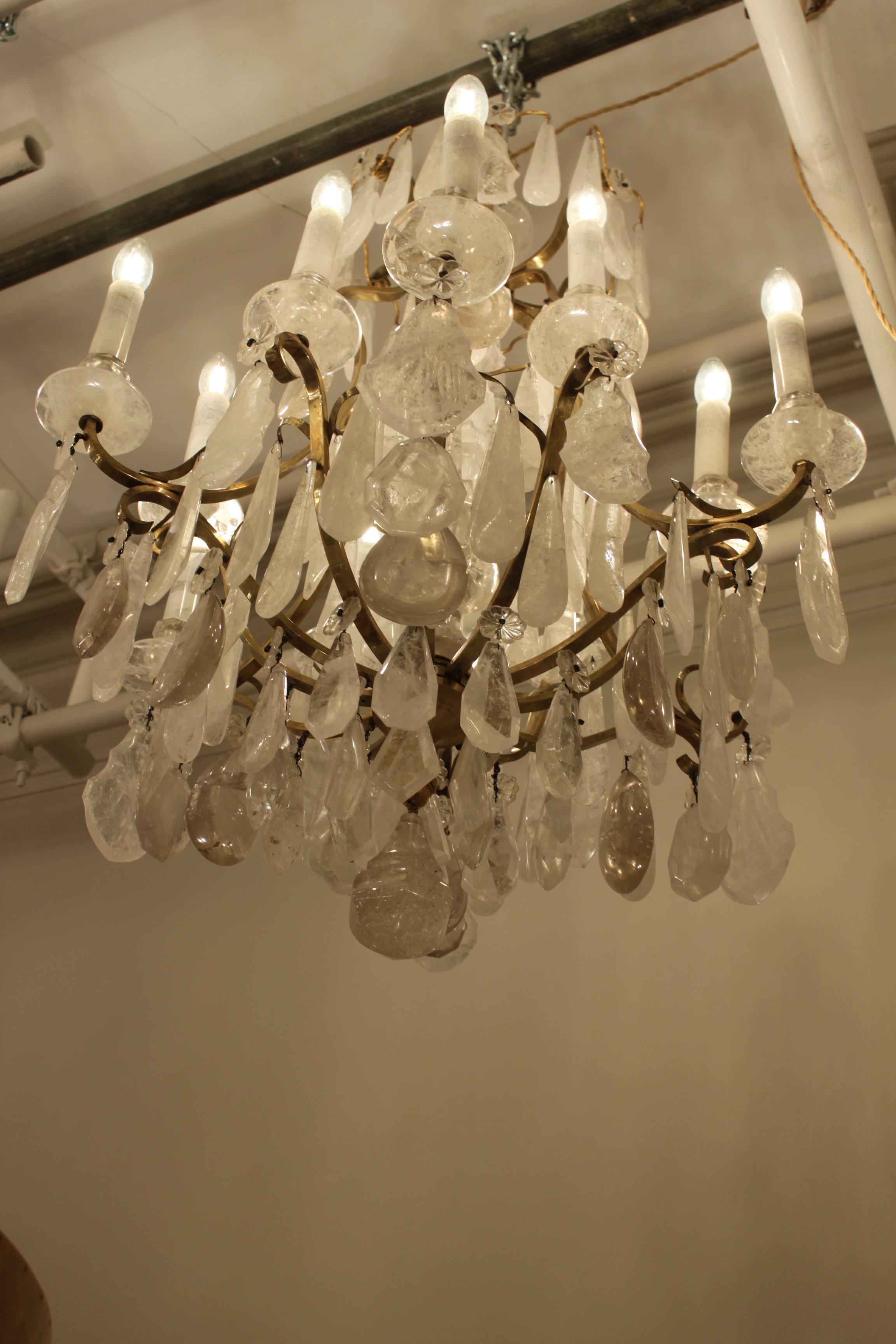 19th Century French Rock Crystal Chandelier, c1880