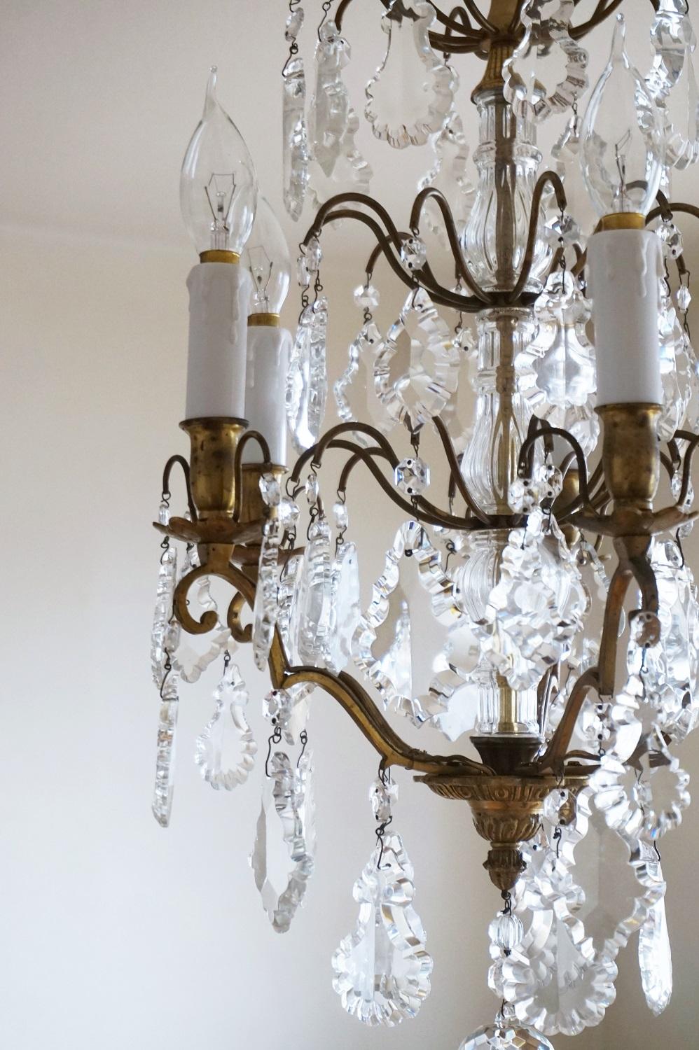 lustre en cristal de Baccarat du 19ème siècle Lustre à cinq lumières en vente 1