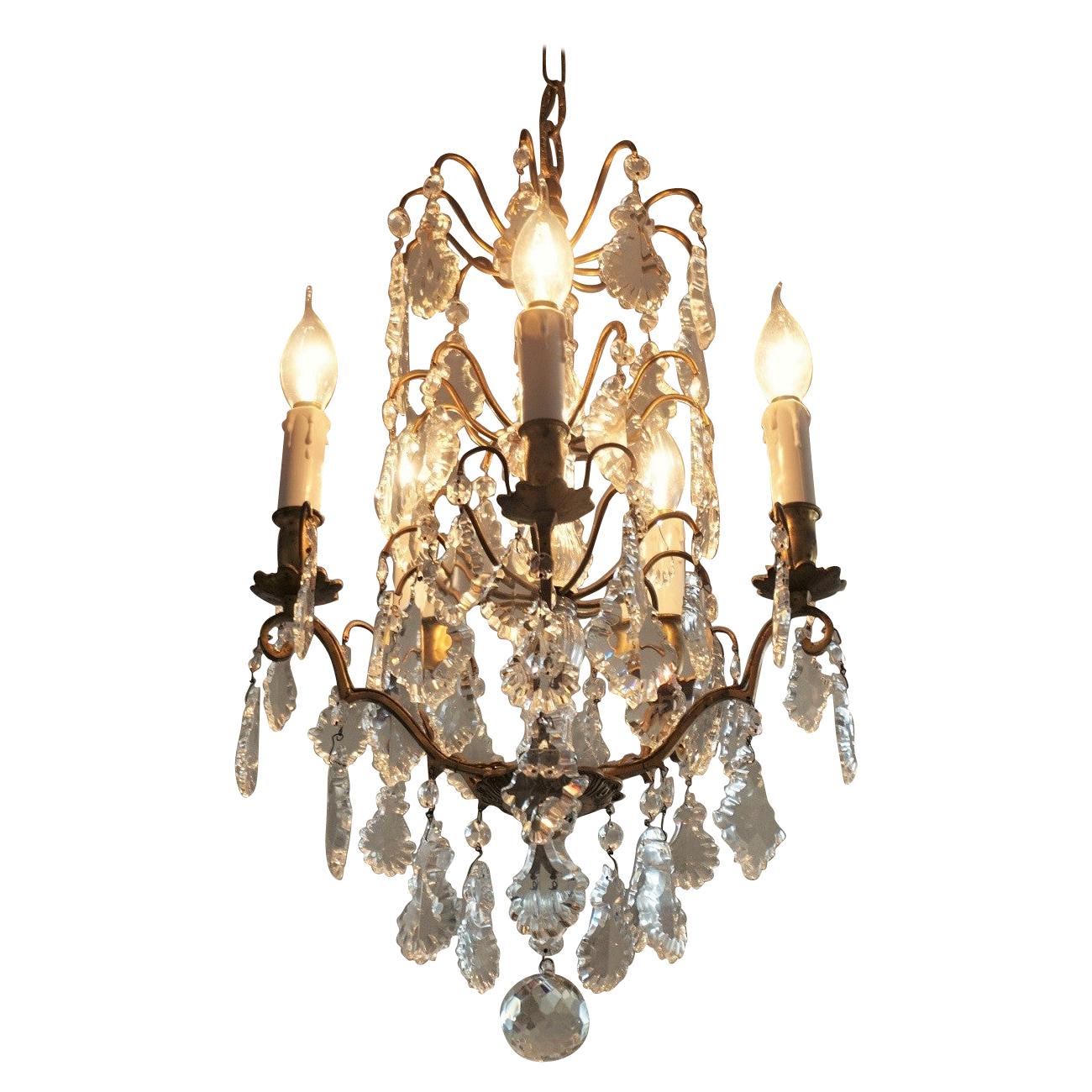 19th Century Baccarat Crystal Chandelier FiveLight Chandelier For Sale