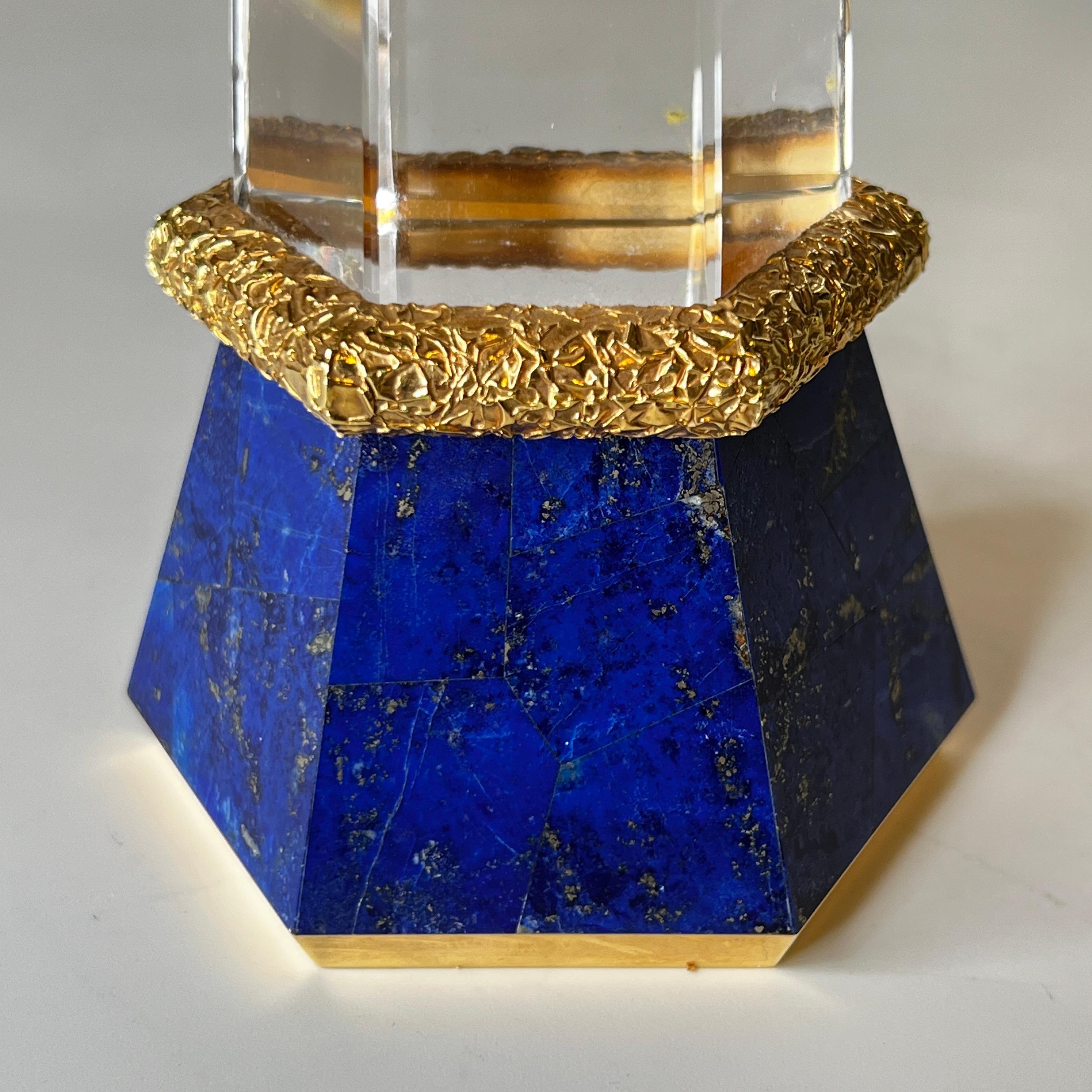 20th Century Rock Crystal and Lapis Lazuli Candlesticks For Sale