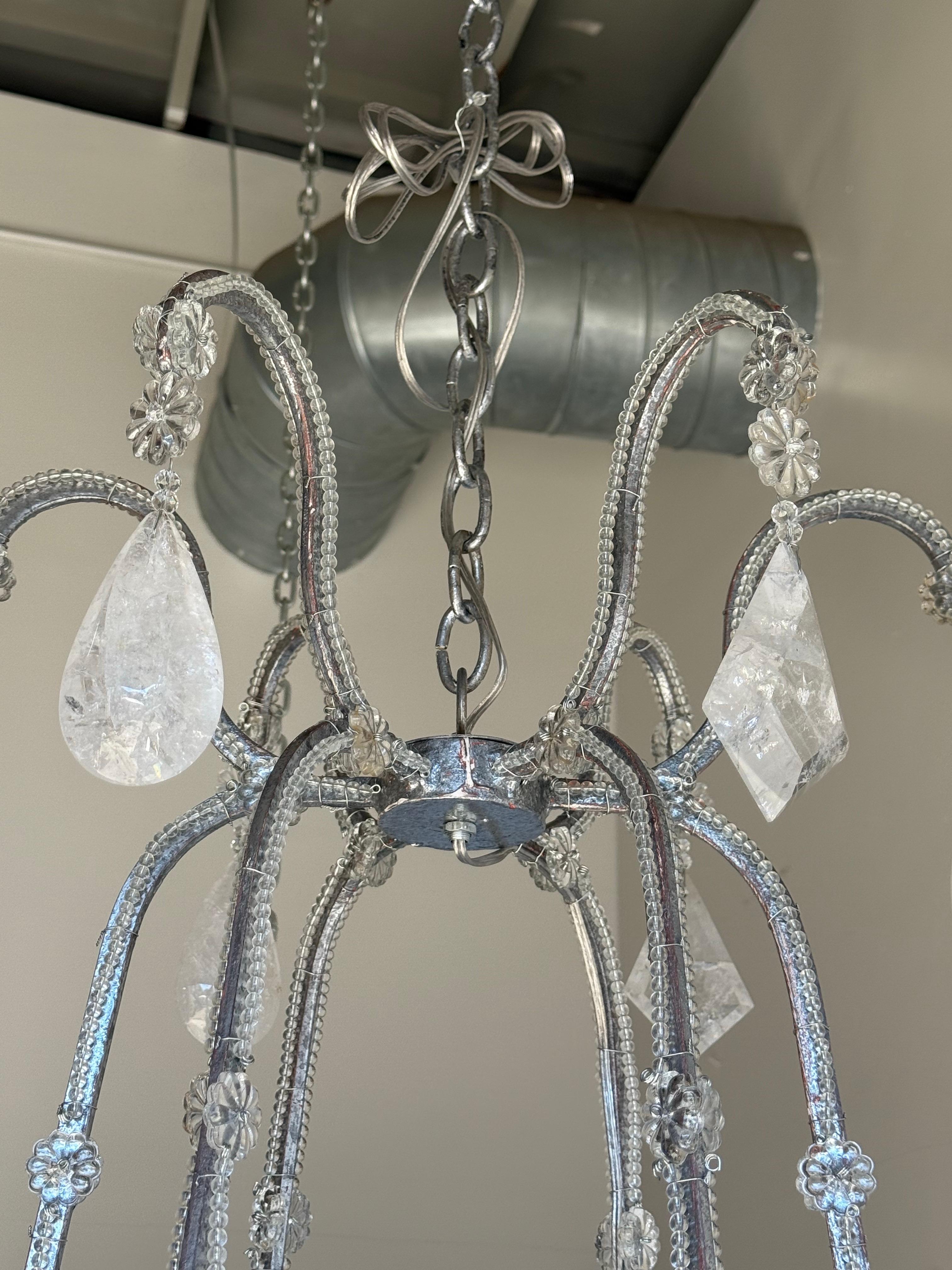 XX secolo Lampadario francese in cristallo di rocca A. Silver in vendita