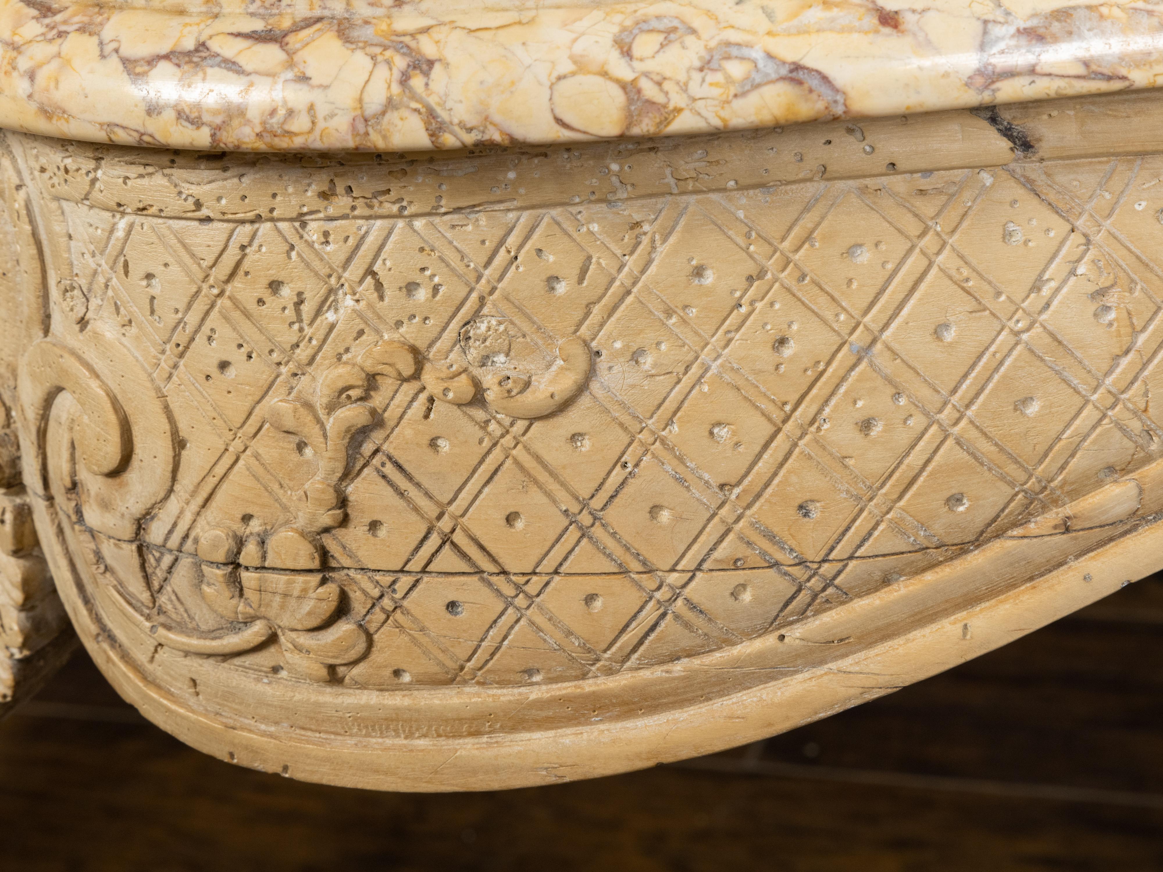 Konsolentisch mit Marmorplatte aus Buchenholz und geschnitzter Schürze im Rokokostil des 18. Jahrhunderts im Angebot 6
