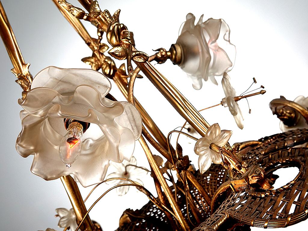 Gilt French Rococo Bronze Guilt 1800s 8 Light Chandelier