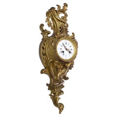 French Rococo Bronze Wall Clock by L.P. Japy 19th Century Louis XV Style