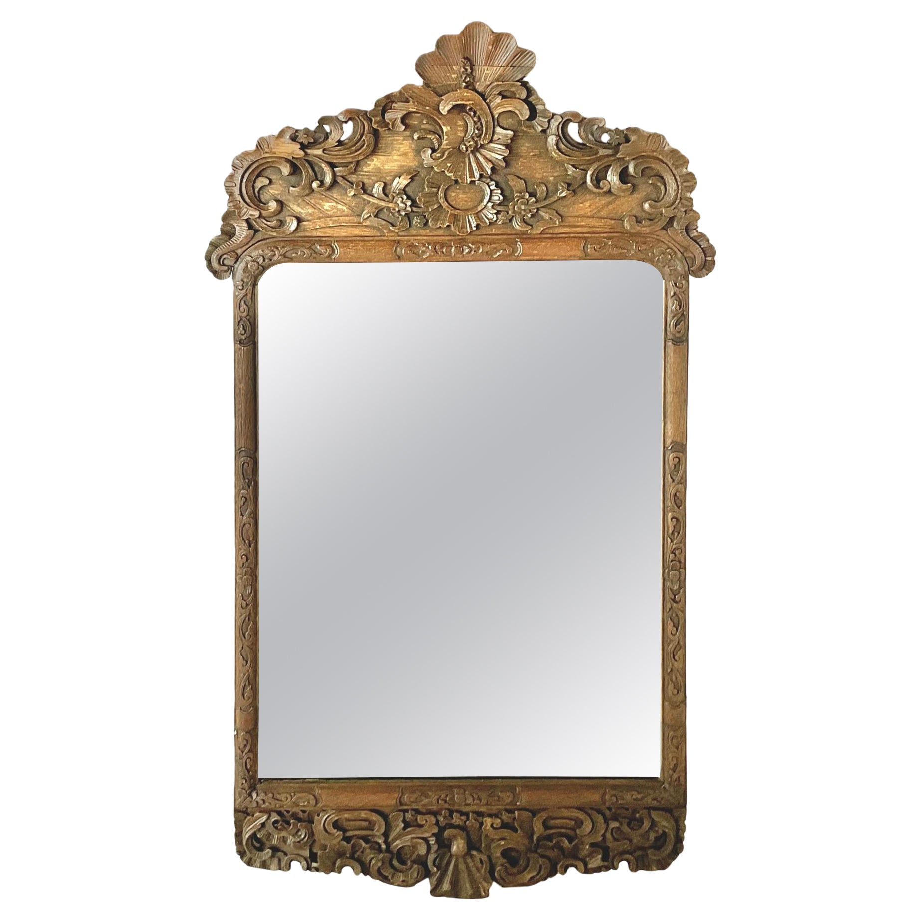 Specchio in rovere intagliato French Rococo in vendita