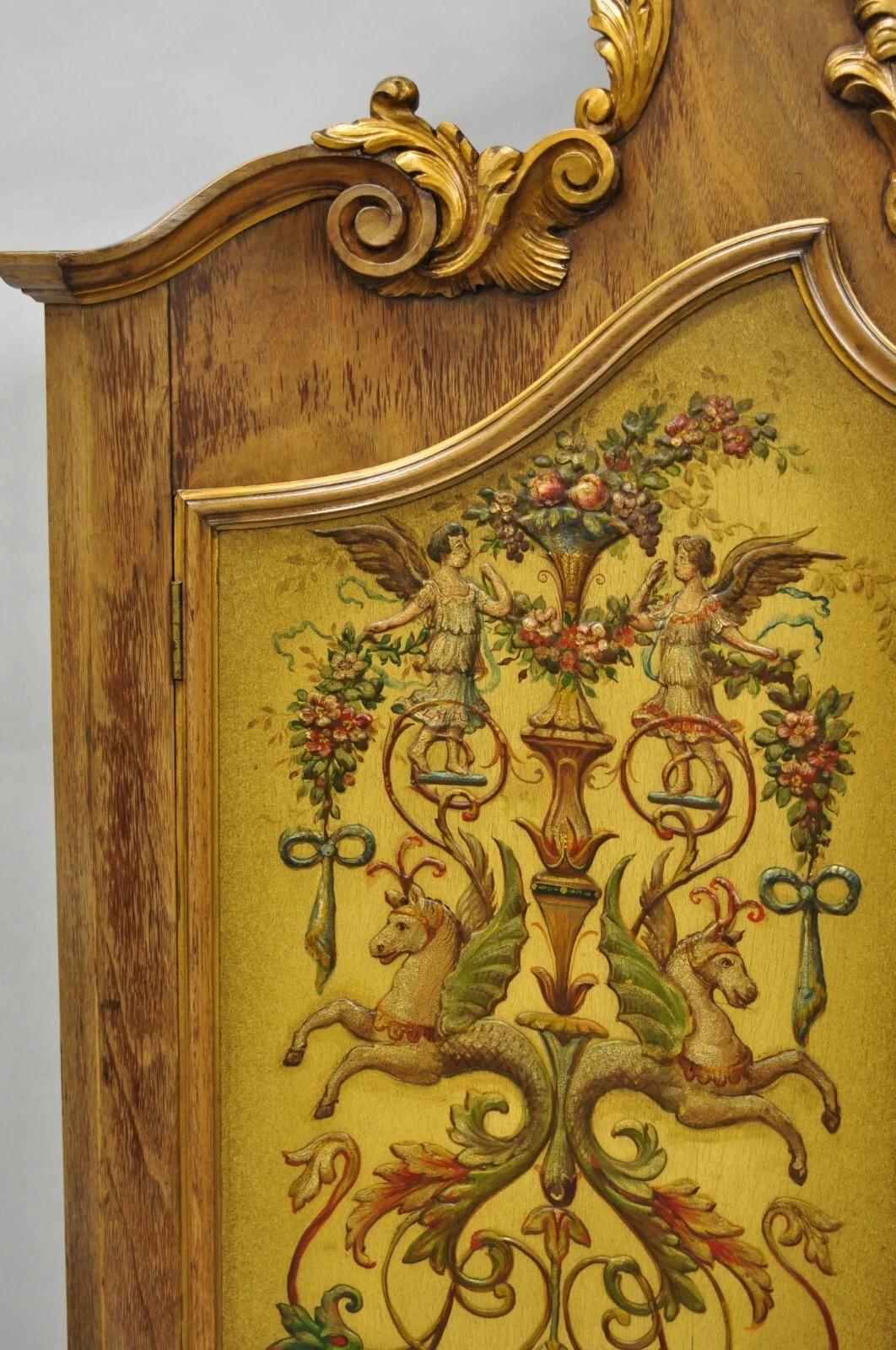 French Rococo Carved Walnut Hand Painted Louis XV Style Blind China Cabinet Bar im Angebot 3