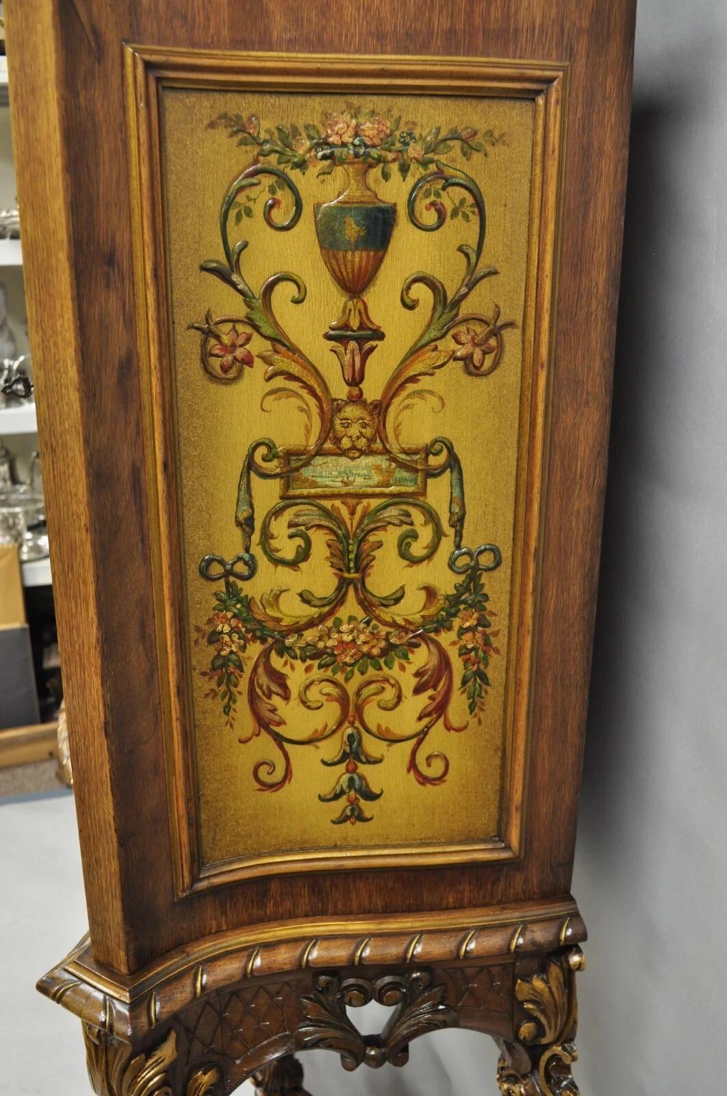 French Rococo Carved Walnut Hand Painted Louis XV Style Blind China Cabinet Bar im Angebot 5
