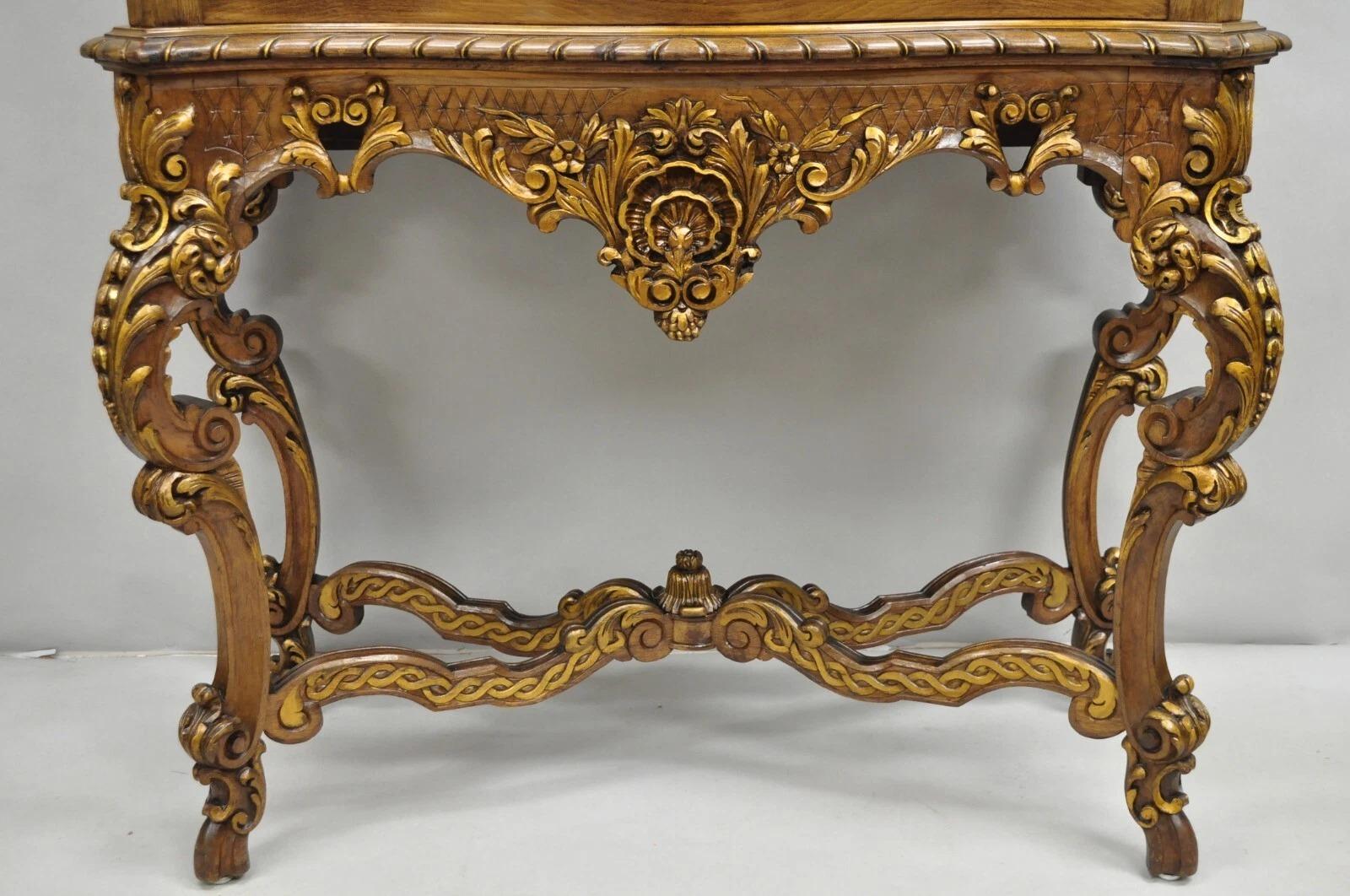 French Rococo Carved Walnut Hand Painted Louis XV Style Blind China Cabinet Bar (20. Jahrhundert) im Angebot