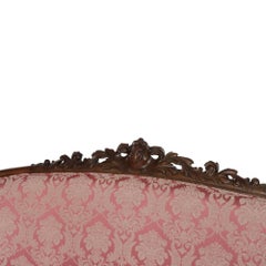 French Rococo Carved Walnut Sofa With Pierced Acanthus Cartouche C1880